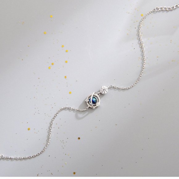 NEW 925 Sterling Silver Diamond Planet Bracelet - Picture 6 of 7